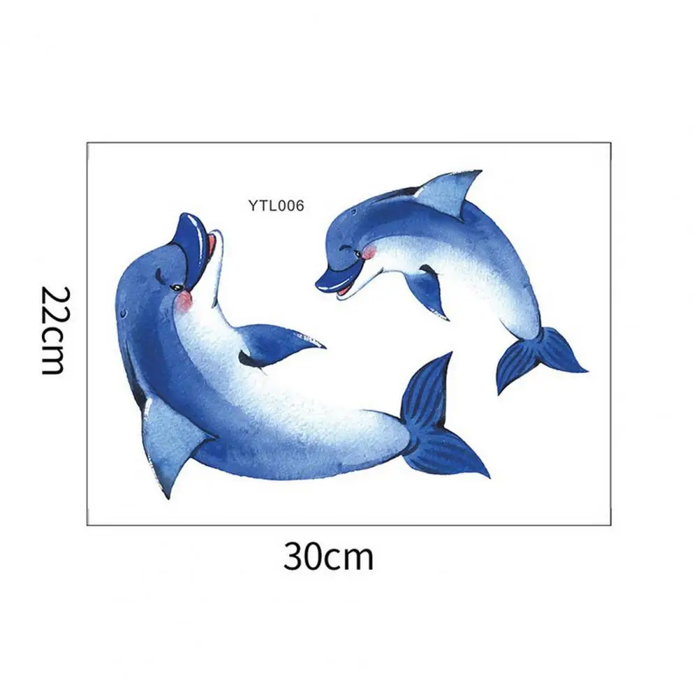 30*22cmv Glow-in-the-dark Dolphin Toilet Sticker Removable Self-adhesive Waterproof PVC Bathroom Toilet Lid Decoration Decal