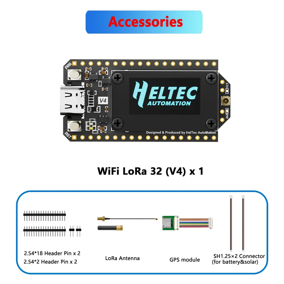 Heltec WiFi LoRa 32 V4.3 863-928MHz ESP32S3+SX1262 BLE LoRa Node, Meshtastic and LoRaWAN 0.96 inch OLED Solar Powered Dev-Board image 7