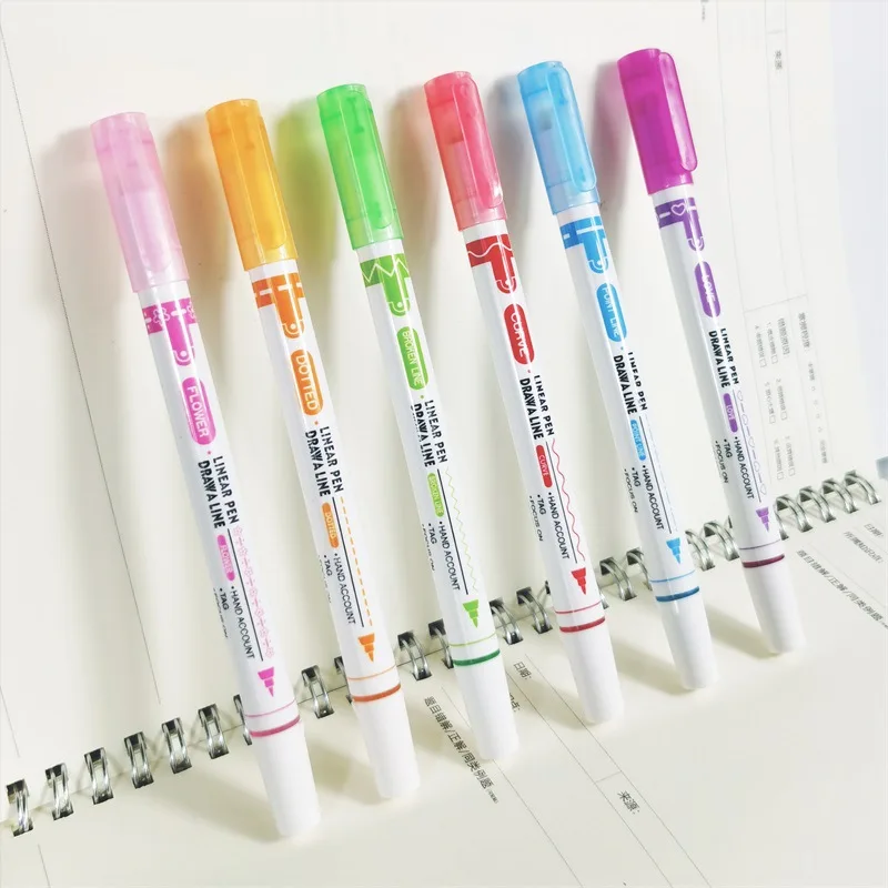 6/12pcs Color Changing Cute Stamp Marker Pens Novelty Magic Colored  Highlighter Pen Set Dual-Tip Art Markers School Stationery - AliExpress