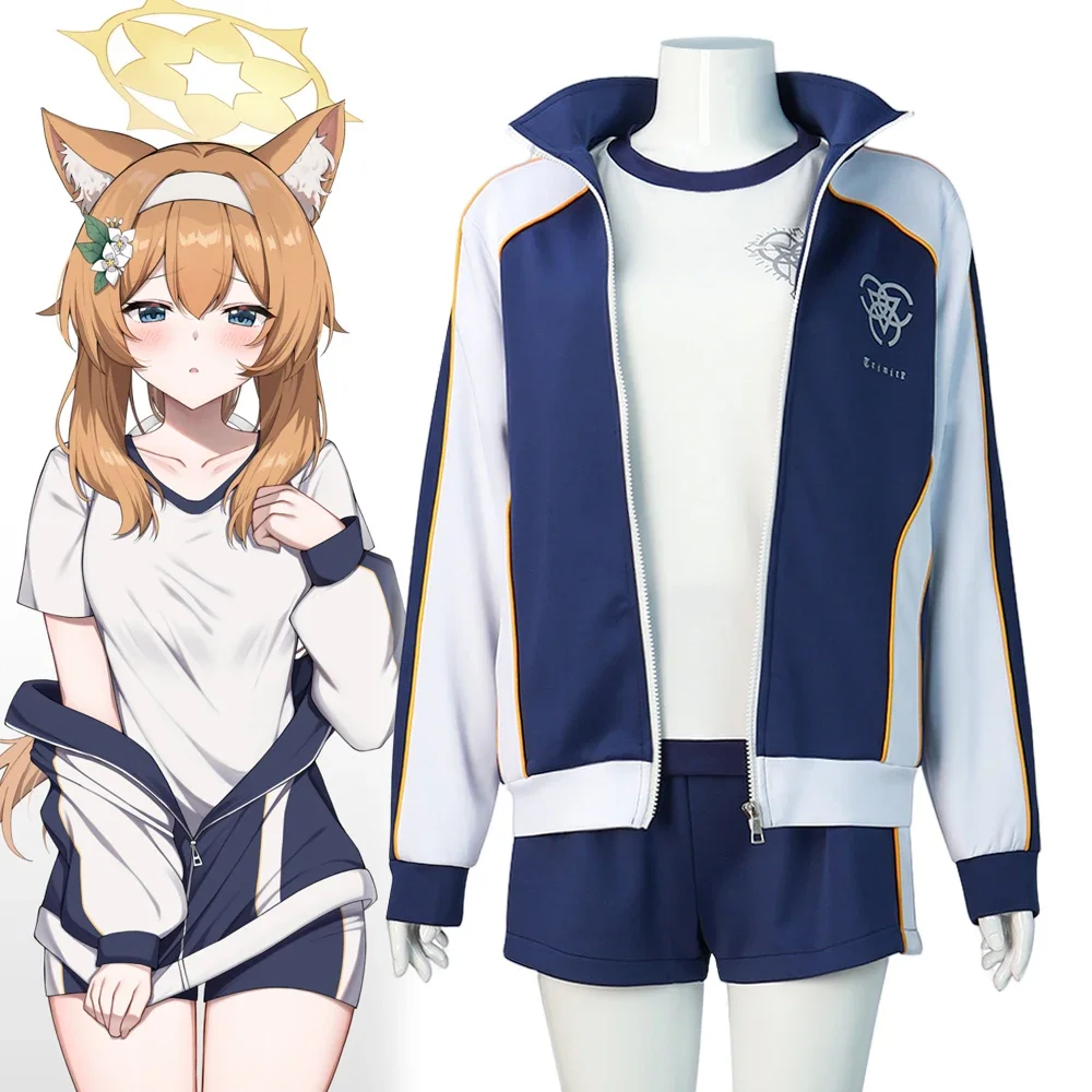 

Game Blue Archive Iochi Marī Cosplay Costume Adult Unisex School Uniform T-shirt Jacket Shorts Suit Gym Outfit Halloween Clothes