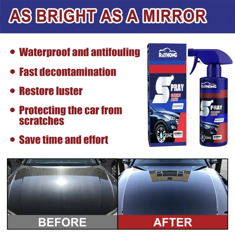  3 in 1 High Protection Quick Car Coating Spray,Multi-functional  Coating Renewal Agent,Ceramic Car Coating Agent Spray,Plastic Parts  Refurbish Agent, Fast-Acting Coating Spray (2PCS) : Automotive