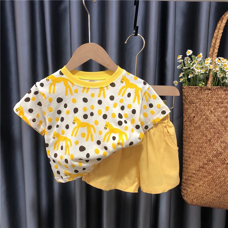 

Summer Girls Clothes 2023 New Kids Clothes Girl Child Printed Suit For Girls Children Clothings Casual Girl Two Pieces Set 0-6Y