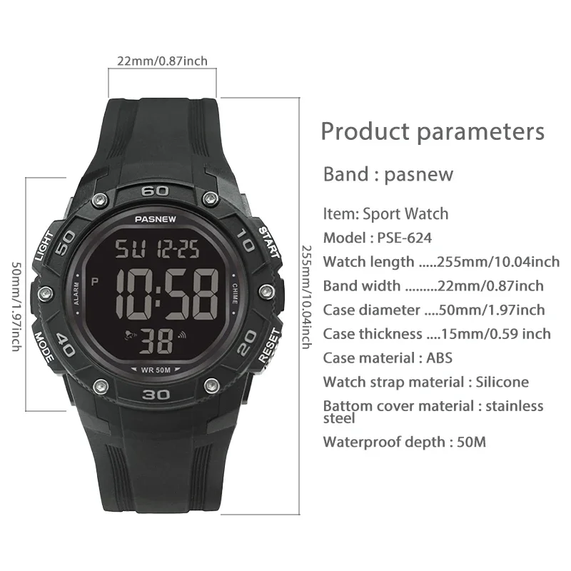 Waterproof Digital Watches Men Outdoor Multifunction Shockproof Hand Clock Silicone Original Electronic Sport Wristwatches Male