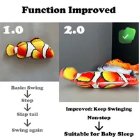 Non-stop Electric Baby Sleeping Fish Toy 2.0 Keep Swinging Tail Floppy Fish Toy Auto Flopping USB Wiggle Plush Toy for Baby Cat 2