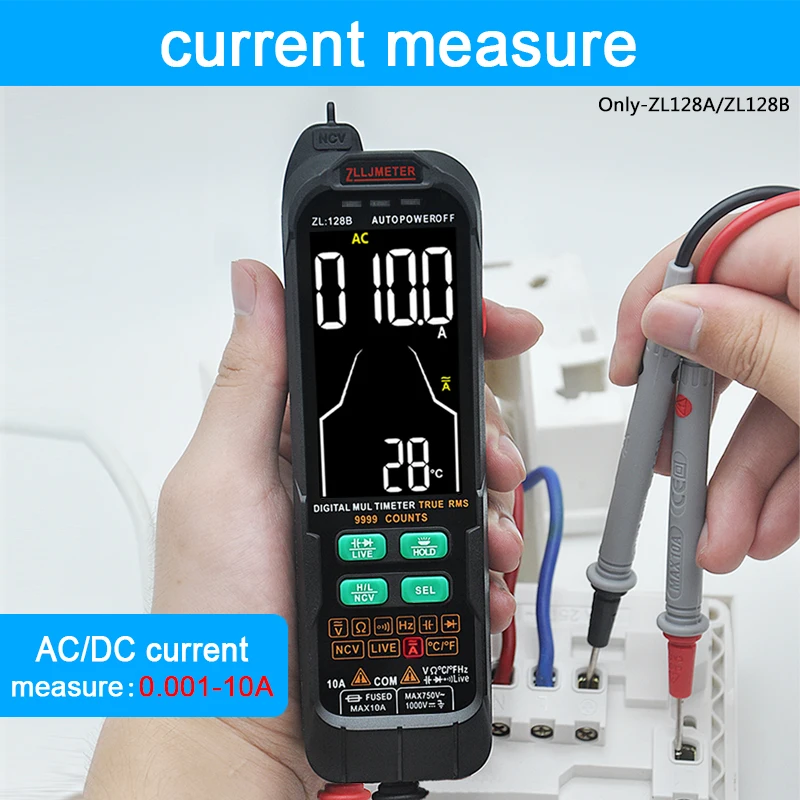 Multimetro intelligente digitale professionale 9999 conteggi T-RMS AC DC rilevatore di tensione di corrente capacità Temp Auto Range multimetro