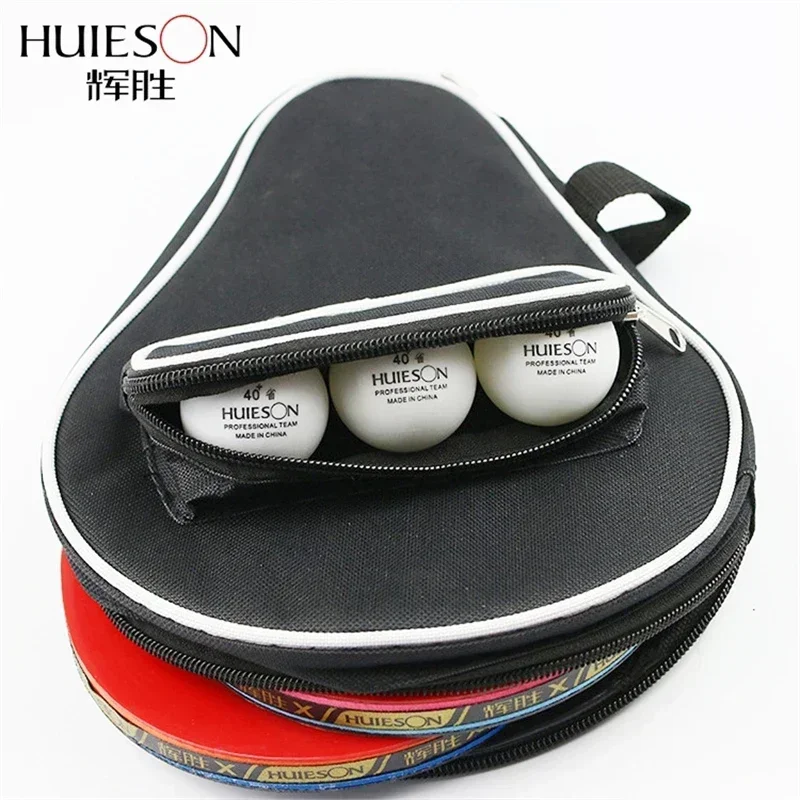 Table Tennis Racket Huieson Double Size Gourd Shape Oxford Cloth Table Tennis Racket Case Zipper Outer Pouch for 2 Ping Pong Paddle and 3 Balls