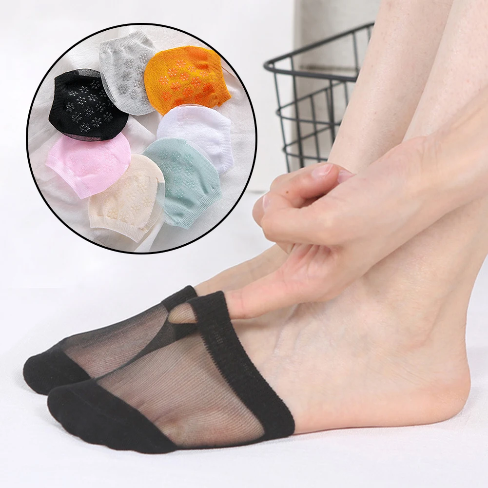 

1pair Summer Forefoot Socks Women Solid Candy Color Heels Invisible Half Palm Foot Toe Cover Socks Sock Slipper Gifts Lady