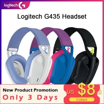 로지텍 G435 라이트스피드 무선 게이밍 헤드셋, 내장 마이크, 7.1 서라운드 사운드, 블루투스 게이머 헤드폰, PC 및 PS용, 165g
