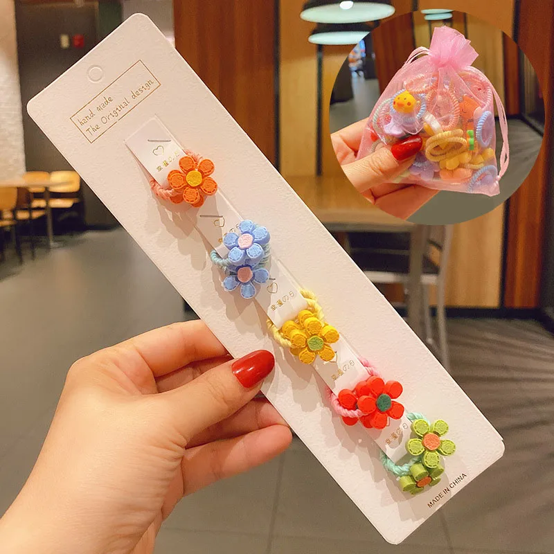 Colorful Flower Animal Girls Hair Ties Sweet Fruit Elastic Hair Ropes Scrunchies 40Pcs/Set