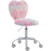 Desk Chair Faux Fur Study Chair for Teenage Girls, Adjustable Heart Shaped Kids Vanity Chair for Bedroom Reading Living Room 1