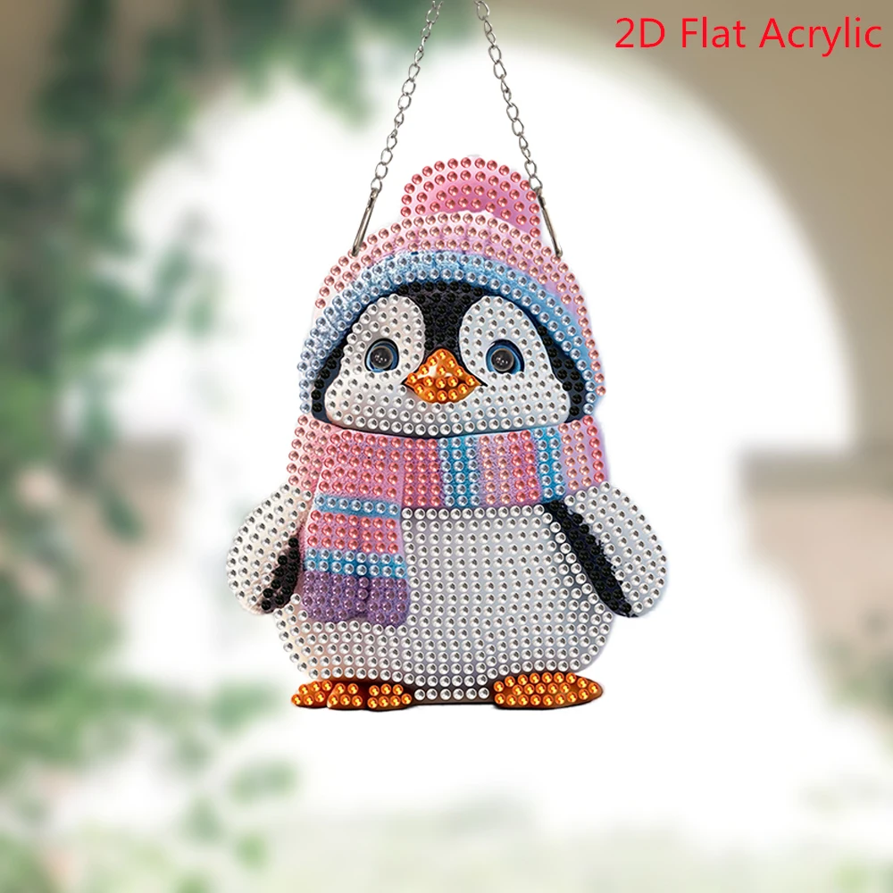Diamond Painting Dangle Cartoon Cute Penguin Diamond Mosaic Beginner 5D Art Set Suncatcher Home Decoration