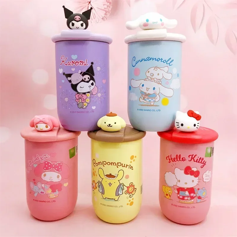 

Anime Sanrio Kuromi HelloKitty Mymelody Cinnamoroll Thermos Cup Coffee Cup Rotating Cover Kawaii Cartoon Lovers Birthday Gift
