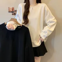 Plus Size Loose Fit Hoodie Long Sleeve round Neck Comfortable Casual Solid Color Bariatric Clothing Autumn Winter New Style