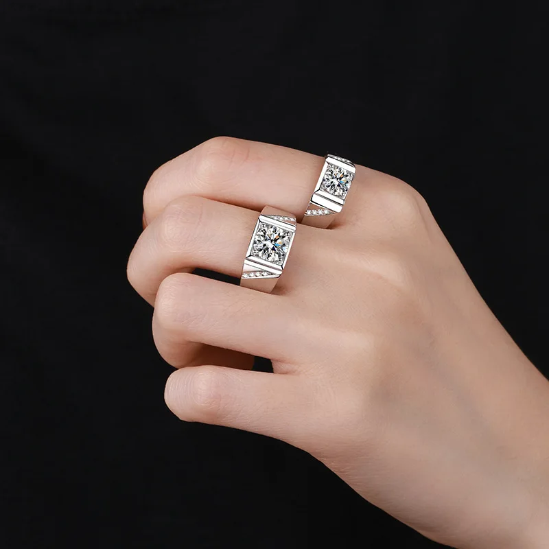 18K Real Platinum PT950 men's ring simple and domineering ring 1 carat diamond ring proposal accessories 4