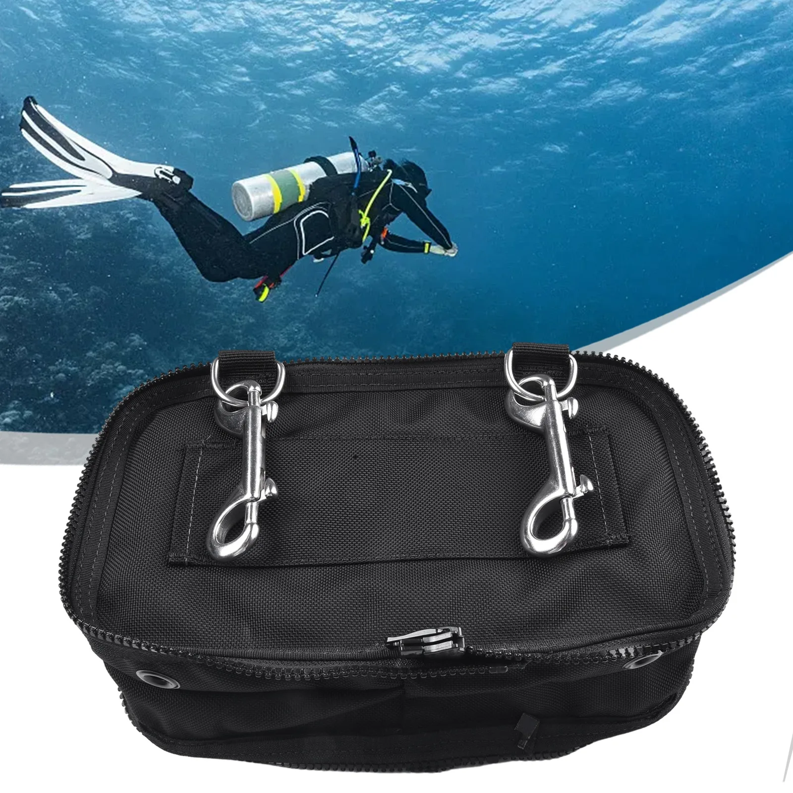 

Hot Sale New Practical Durable Sidemount Pouch Bag Storage Pouch Black 25*15*8cm Accessories Mini Scuba Diving