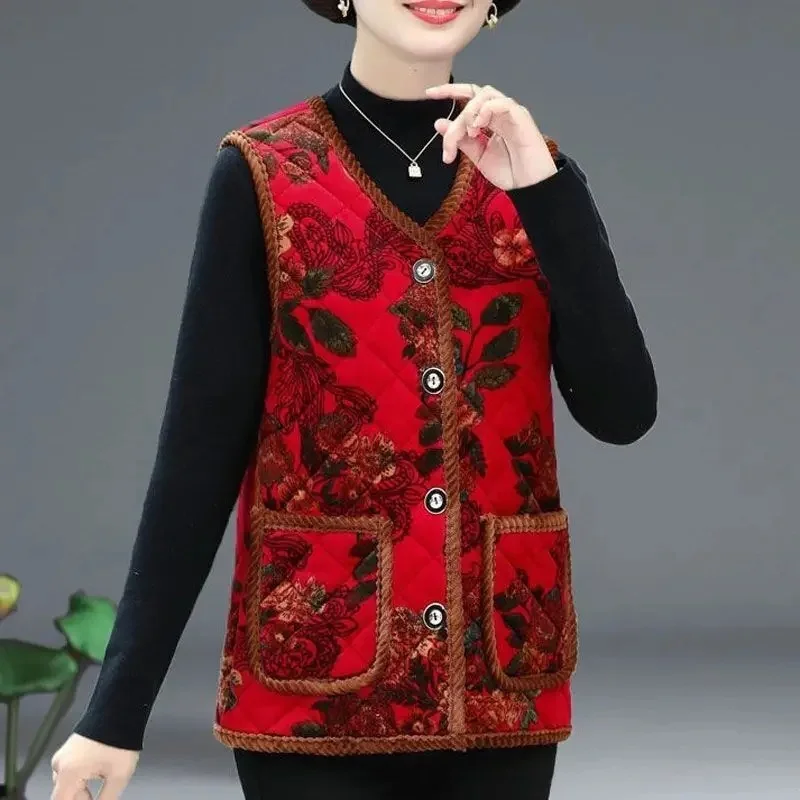 Red flowers [double-sided velvet thickened vest]]