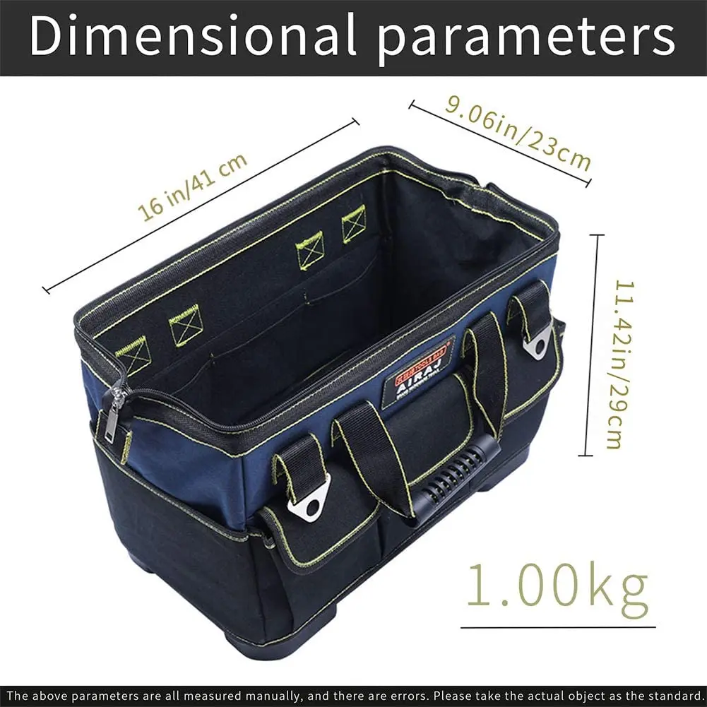 Tool bag AIRAJ Large New Multi-Function Tool Bag 1680D Oxford Cloth Electrician Multi-Pocket Waterproof Anti-Fall Storage Bag 6