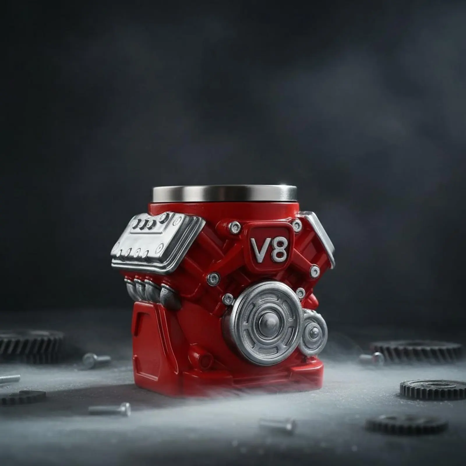 V8 엔진 머그컵 독특한 선물 아이디어 자동차 엔진 커피 머그 레진 및 스테인리스 스틸 머그 참신한 음료 용기 아빠, 사무실 선물용