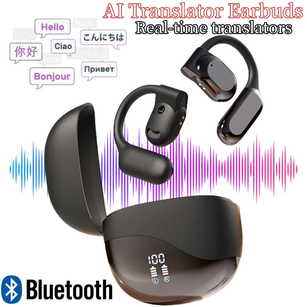 Real Time AI Translator Earbuds Bluetooth 144 Languages Smart instant voice translator Headphones for Sports Business Travel