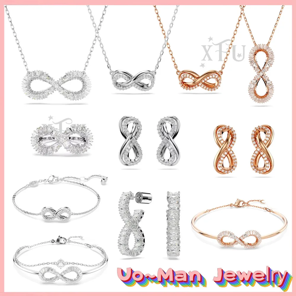 

2024 Hyperbola New Crystal Jewelry Set with Advanced 8-line Design, Suitable for Women's Necklaces, Earrings, Bracelets, Gifts