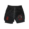 Guts Print 2in1 Running Workout Shorts Men Gym Performance Compression Shorts with Phone Pocket Towel Loop Athletic Activewear