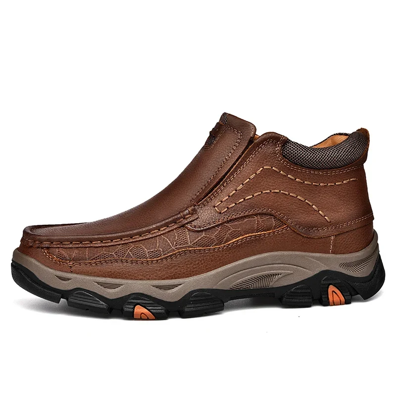 

Leather Outdoor Boots For Men Slip On Casual Leather Men Boots Handmade Waterproof Hiking Boot Bota Masculino Para Trabalho