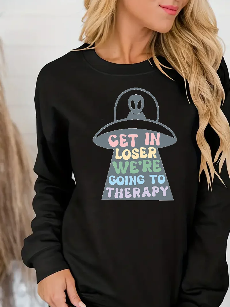 

Свитшот женский повседневный, с длинным рукавом и круглым вырезом