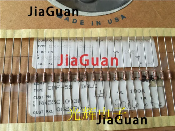 

20PCS USA VISHAY DALE CMF55 0.25W 100K 1% Axial Resistance CMF-55 1/4W 100k RN55 military regulations metal film resistor