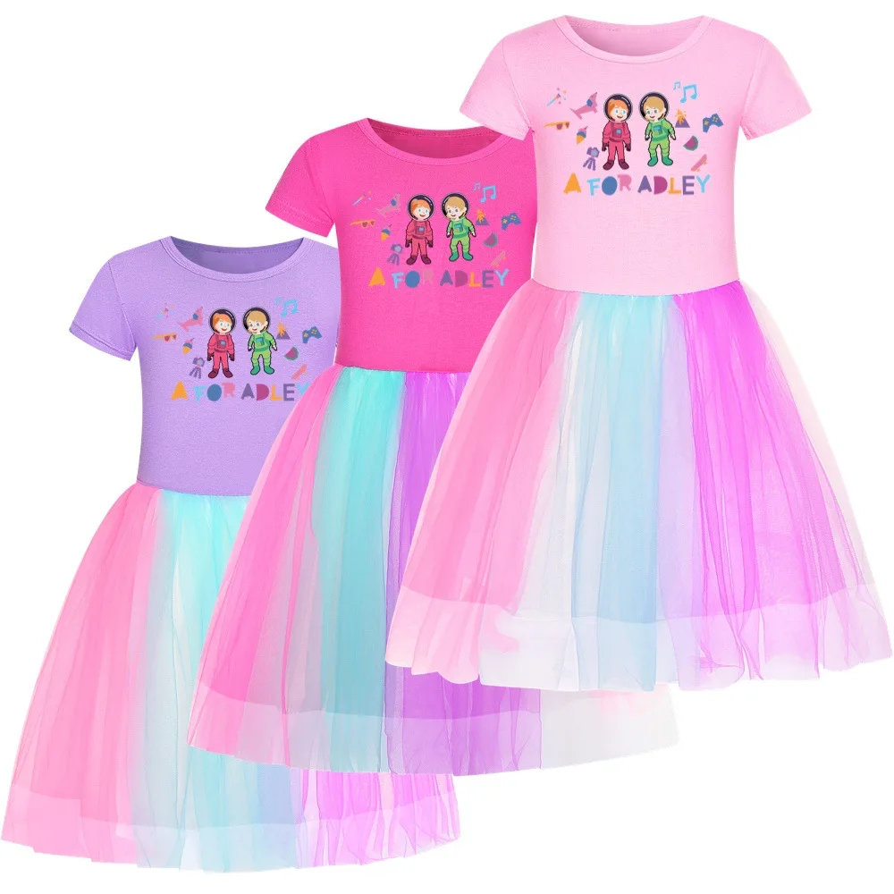Nuovo A Per Adley Abiti Per Ragazze 3-12 Anni Cotton Girls Girls Sparkle Dress Unicorn Princess Dress For Girls Summer Clothes