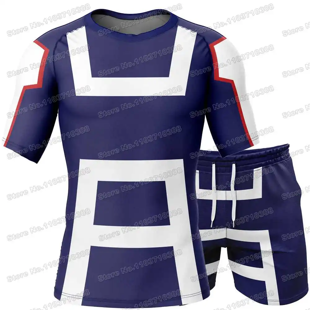 My Hero Academia Rash Guards Surfing Jersey Beach Shirts Swimwear Diving Gym Shorts MMA BJJ Men Jiu Jitsu Fitness Sets