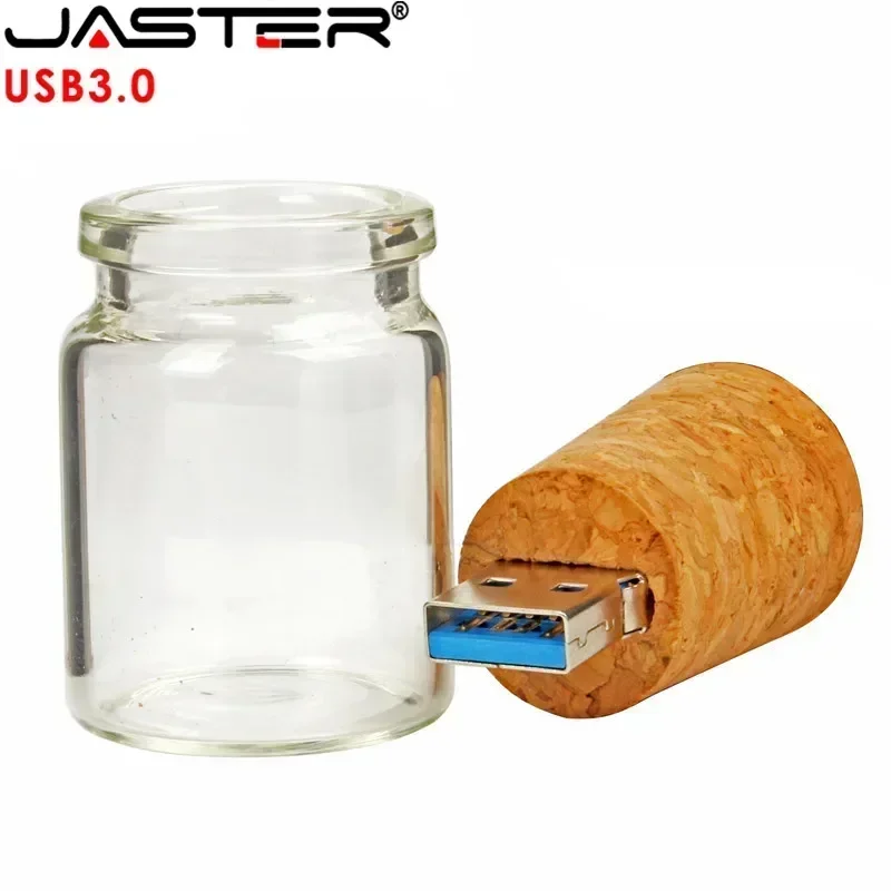USB Flash Drive Flash Drive JASTER USB 3.0 U Disk Glass Drift Bottle With Cork 4GB 8GB 16GB 32GB 64GB 128GB Wedding Gift