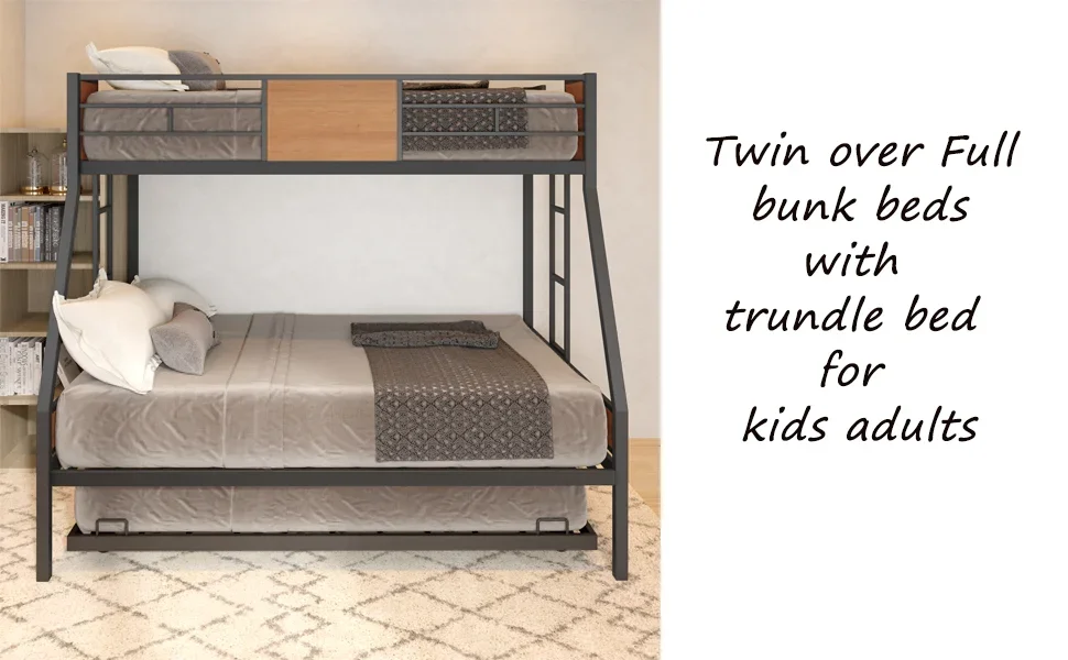 twin over full bunk bed with trundle for kids adults