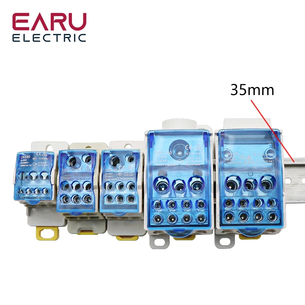 Uadme Bornier Electrique, UKK125 Bornier Rail DIN, Bloc De Jonction 690V, Pour Armoires De Distributio Armoires Haute Tension (Bleu