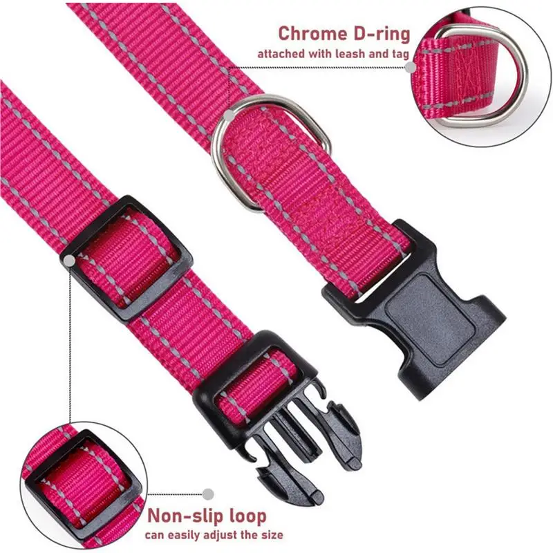 Dog Collar Reflective Dog Collar Adjustable Cat Collar Safety Nylon Pet Durable Comfortable Reflective Pet Supplies