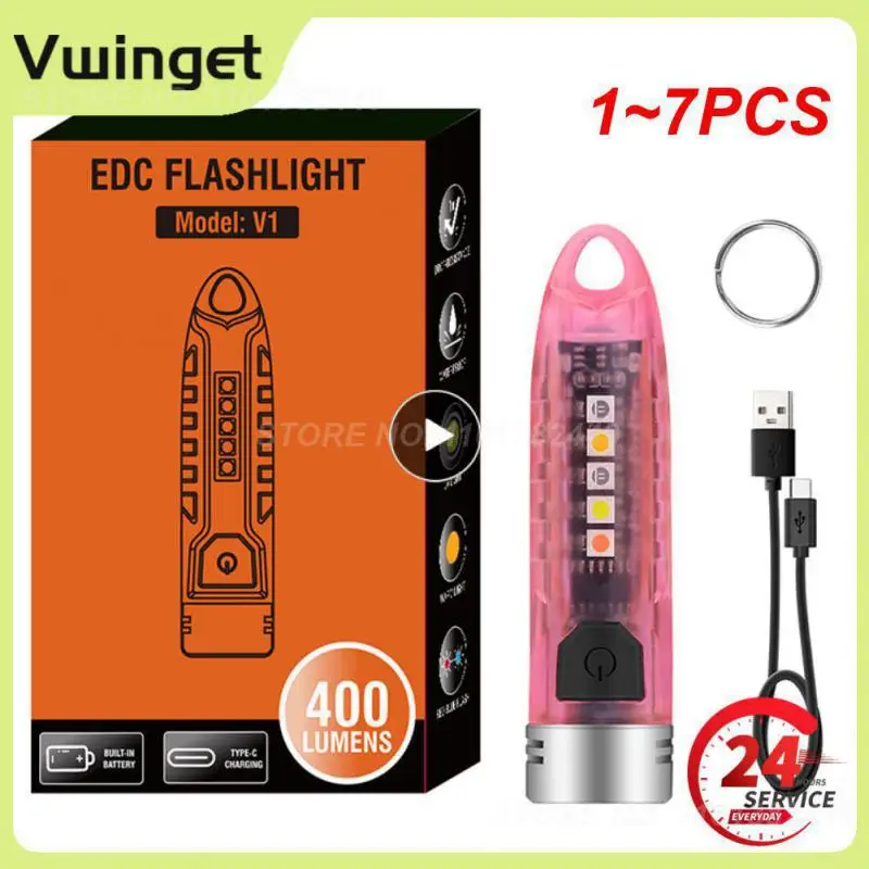 

1 ~ 7 шт. мини EDC брелок-фонарик портативный USB Перезаряжаемый Рабочий фонарь с магнитом для кемпинга