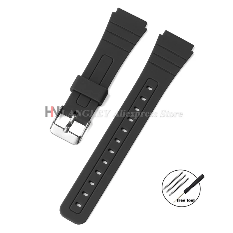 Premium Black 18mm Silicone Rubber Watch Strap - Soft and Durable Men's Bracelet