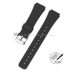 Premium Black 18mm Silicone Rubber Watch Strap - Soft and Durable Men's Bracelet - 18mm (Black - Silver)