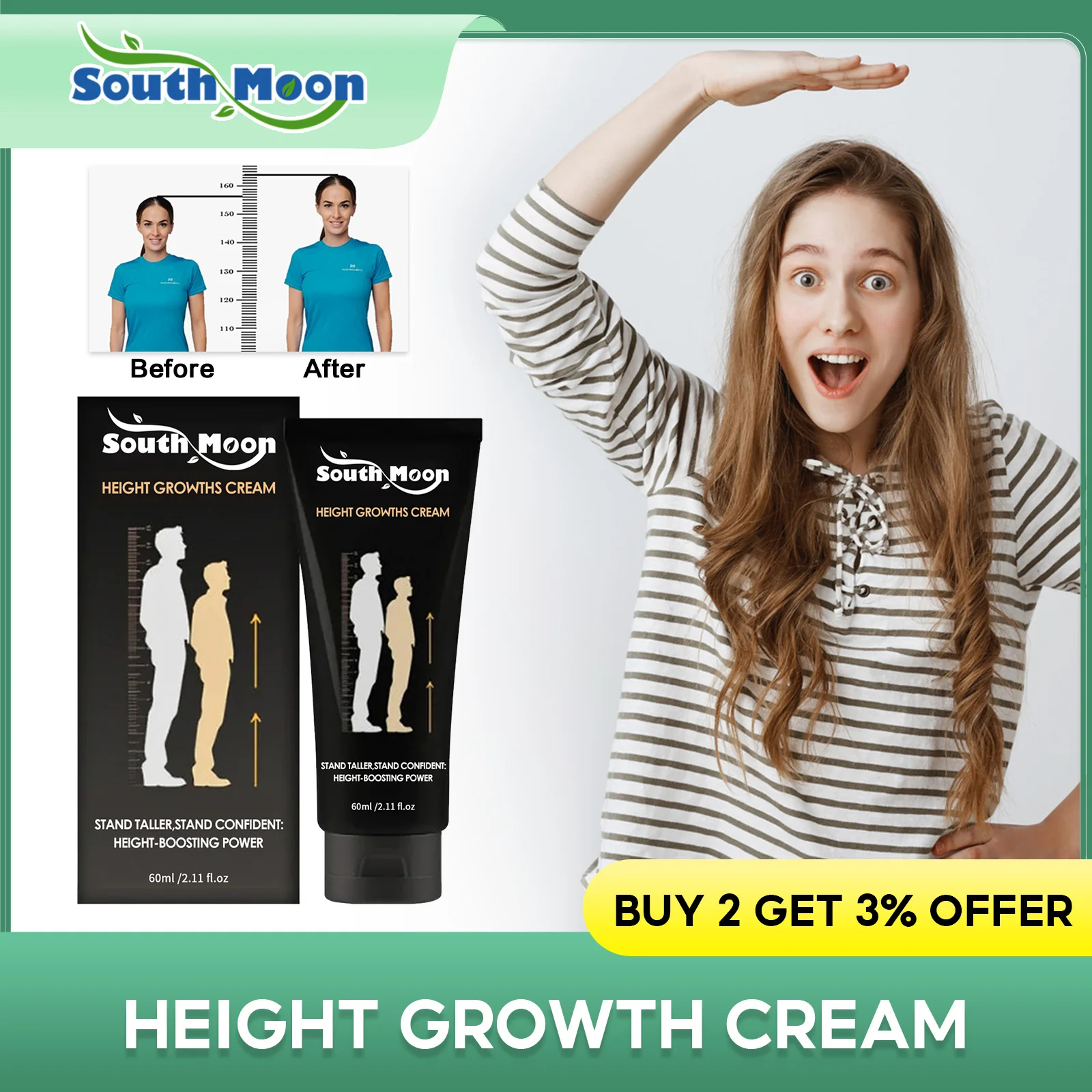 

Height Increase Cream Grow Taller Conditioning Body Promote Bone Growth Acupoints Stimulation Herbal Soothing Foot Massage Cream