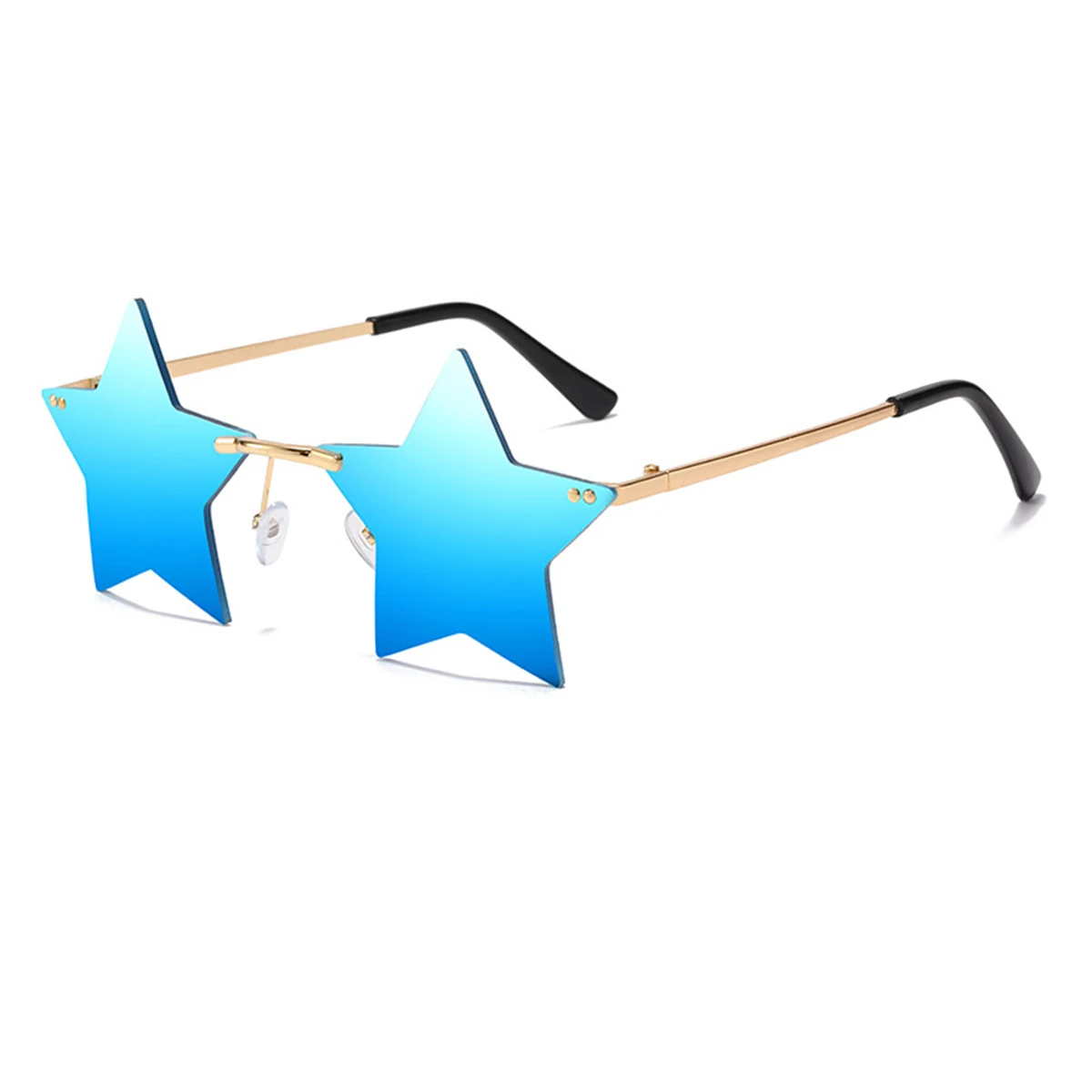 Neue randlose Sonnenbrille mit fünfzackigem Stern-Design und farbenfrohem Ozean-Design für Damen und Herren