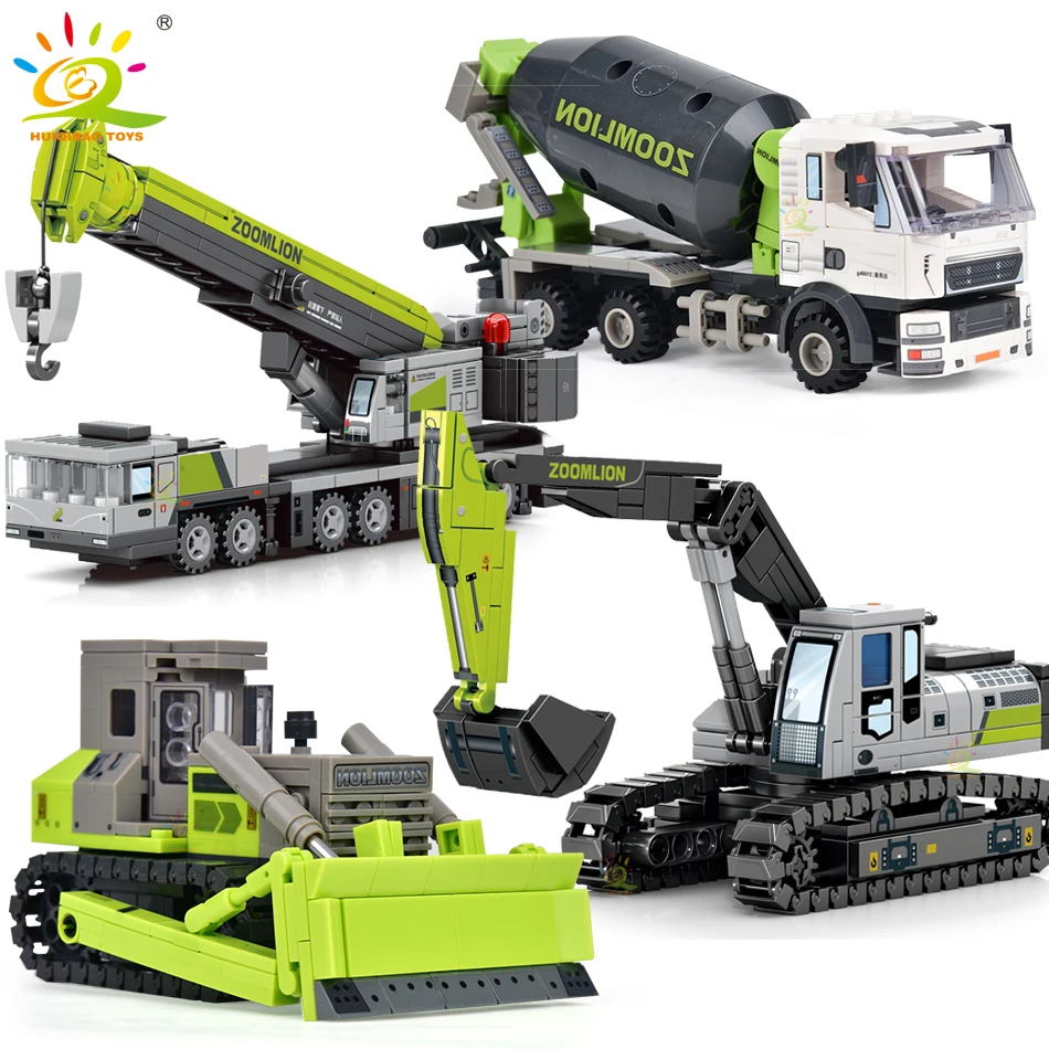 Huiqibao Toys Engineering Truck Building Blocks Gru Bulldozer Escavatore Car City Construction Moc Bricks Set Per Bambini Bambini