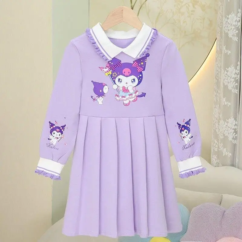 Sanrio 헬로 키티 마이 멜로디 긴 소매 스웨트 프린세스 드레스 소녀 어린이 베이비 봄 가을 새로운 한국 스타일 패션