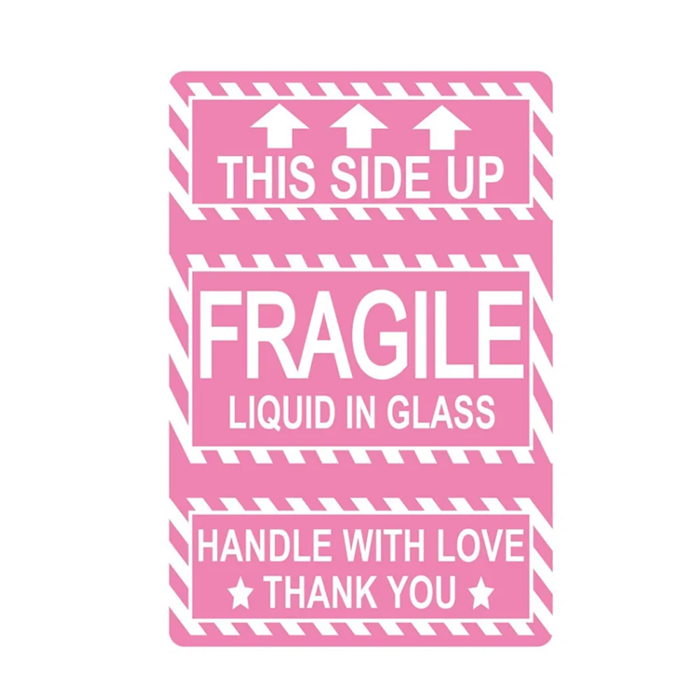 2-X-3-Inch-Pink-Fragile-Stickers-250-Pcs-This-Side-Up-Shipping-Labels ...