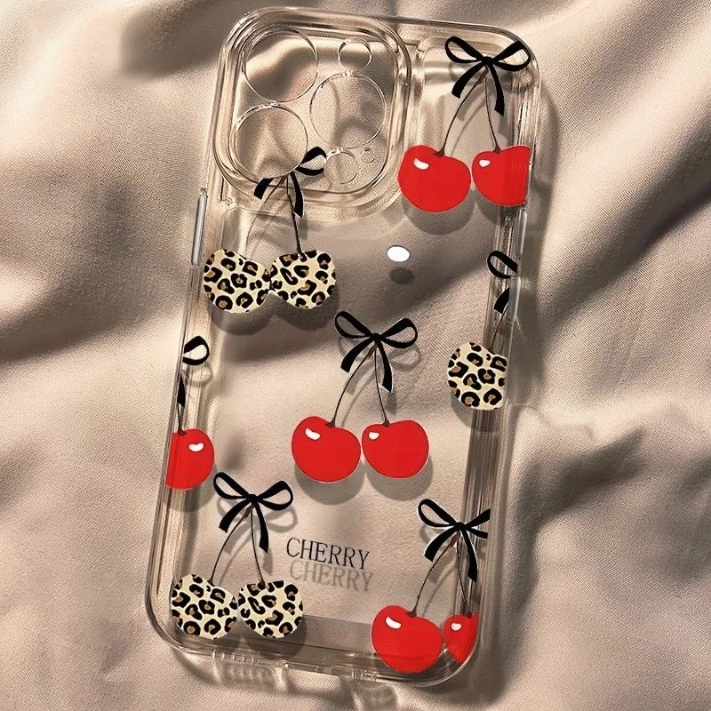 Leopard Cherry Clear TPU Phone Case