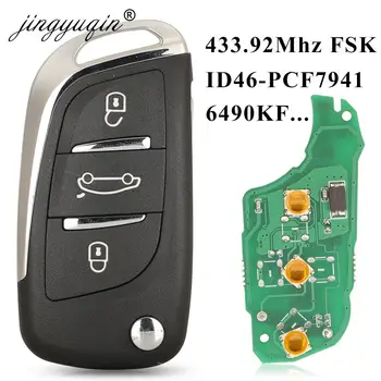 Keyforkess Chiave Auto Chiave A Distanza 434Mhz ID46 PCF7941 Fob per Citroen С2 C4 С3 С5 C6 DS4 DS3 DS5 C-Elysee Peugeot 307 6490KF 5FA010354