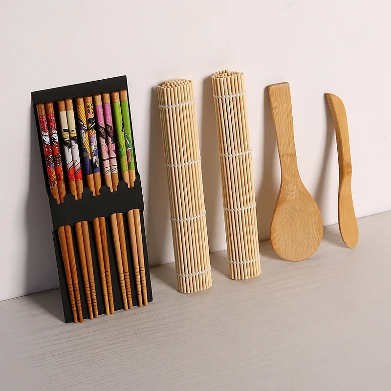 

9PCS/set Sushi Making Kit Bamboo Mat DIY Bamboo Sushi Maker Set Curtain Rice Sushi Making Kits Roll Cooking Tool