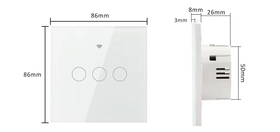 220V ohne Neutralleiter EU 1/2/3/4-fach EU WiFi RF 433MHz Smart Wireless Touch Wandlichtschalter mit Tuya Alexa Google – Detail 15