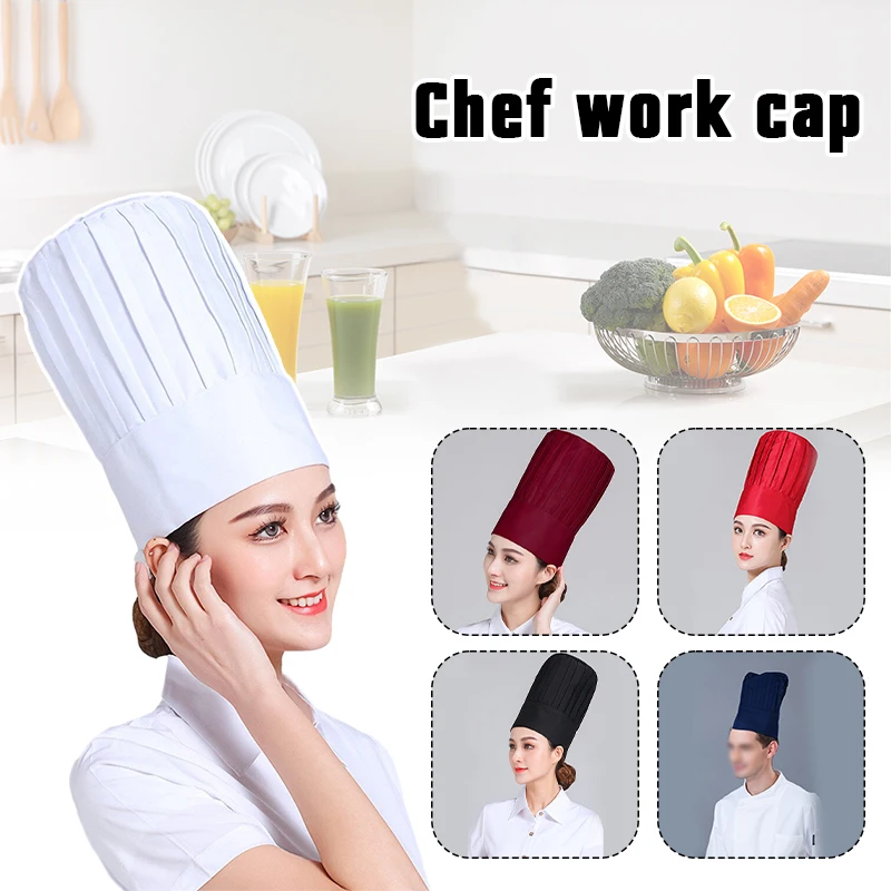 

Chef High Hat Restaurant Baker Catering Cook Chef Hat Hotel Kitchen High Cap Women Men Uniform Waiter Workwear Hat Adjustable
