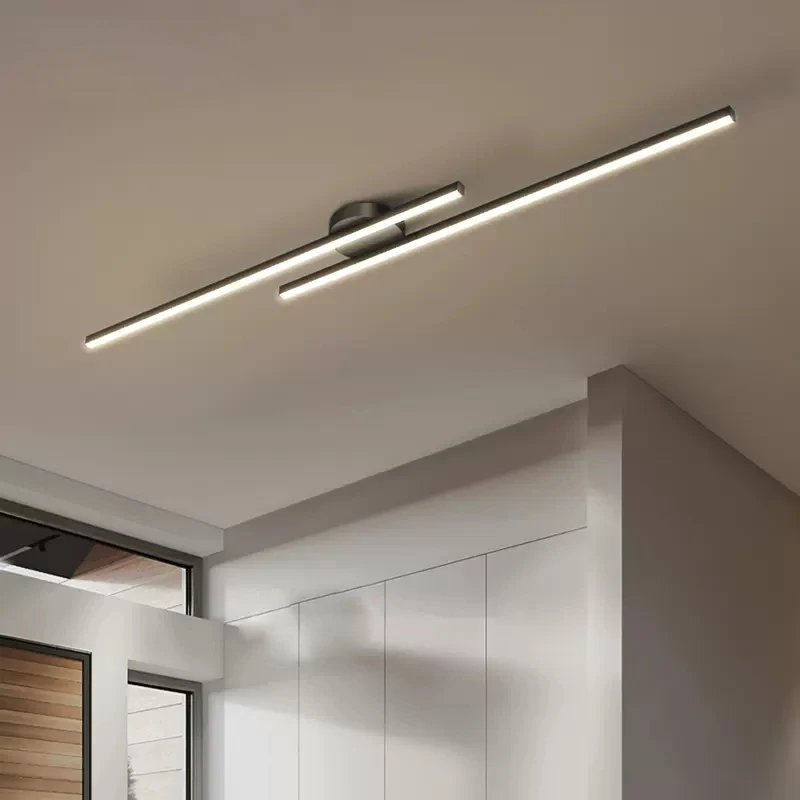 Moderne LED-Decken leuchten minimalist ischen langen Streifen schwarz weiß Deko-Lampen für Eingangs bereich Schlafzimmer Korridor Garderobe Leuchten Glanz