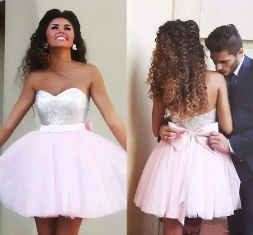 

ANGELSBRIDEP Sweetheart Short Homecoming Dresses Sparkly Bodice Tulle Speical Occasion Graduation Birthday Party Gowns