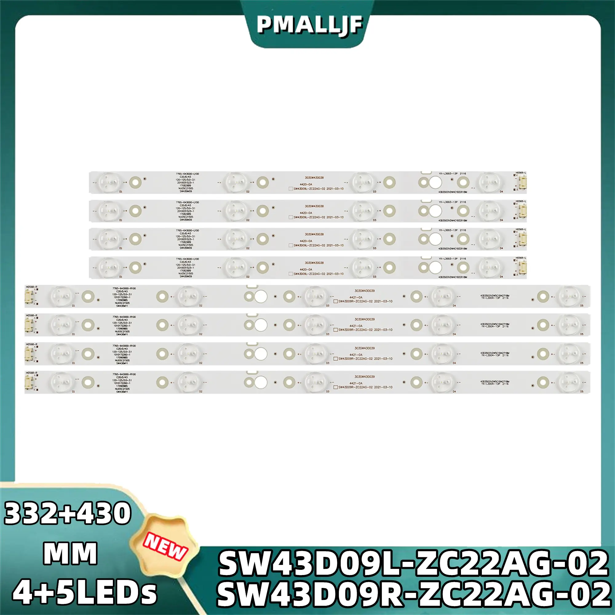 Conjunto de Tiras Led para Panasonic 43ug620v 43uj620v 43uj6200-ua Th43fx680c Sw43d09r-zc22ag Sw43d09l-zc22ag02 43u4700la 43e388g Pcs